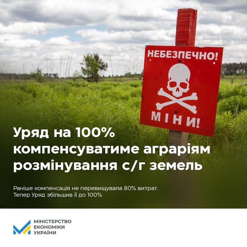 Розмінування сільгоспземель: Уряд збільшує компенсацію фермерам