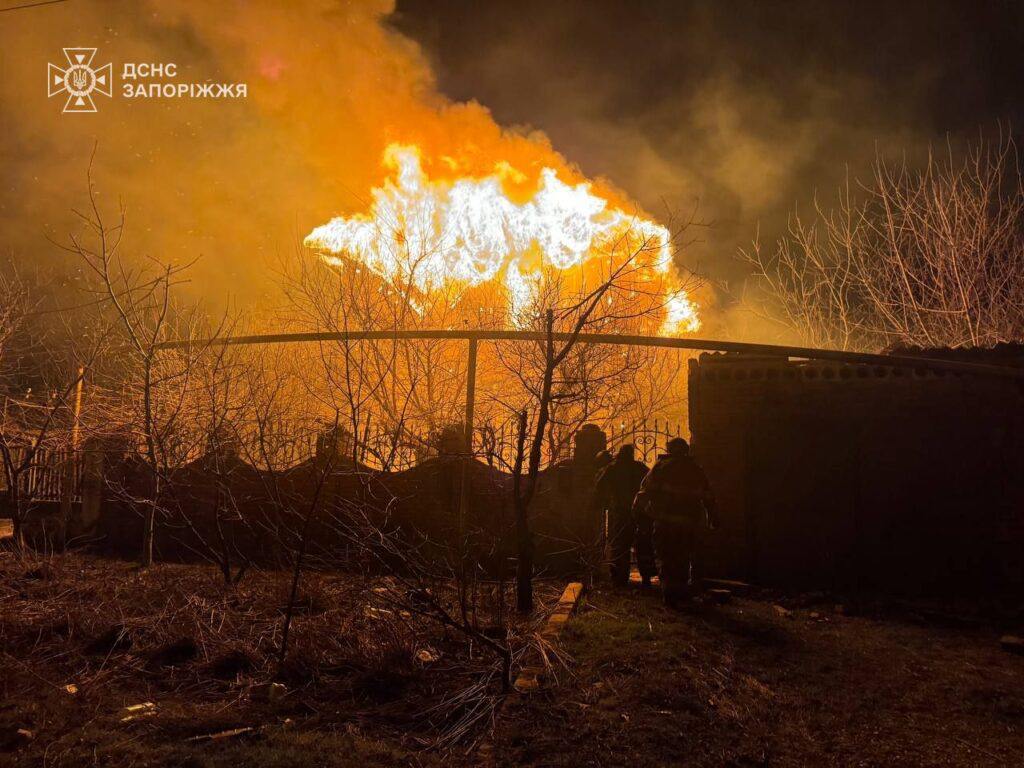 Внаслідок атаки російських безпілотників в Оріхові сталася пожежа