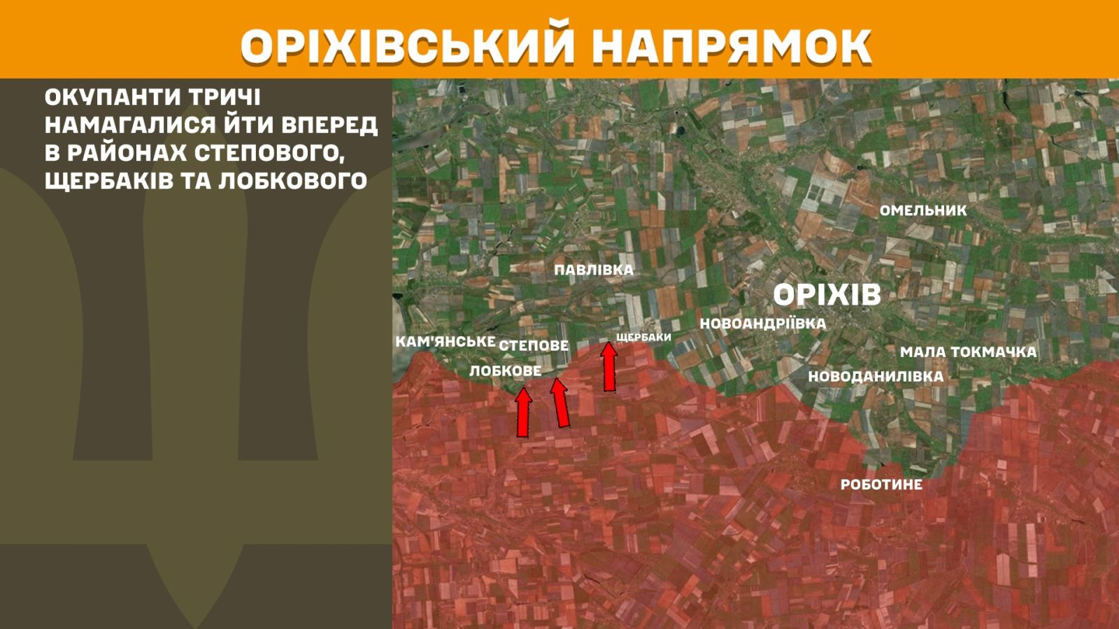 Оріхівський напрямок: окупанти намагались просунутися в бік трьох населених пунктів