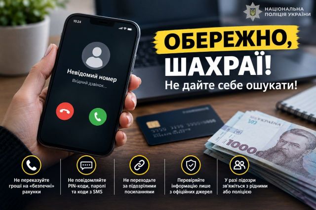"На ваше ім'я оформлено кредит":  поліція Запоріжжя попереджає про шахрайські схеми